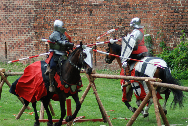 Medieval knights fighting